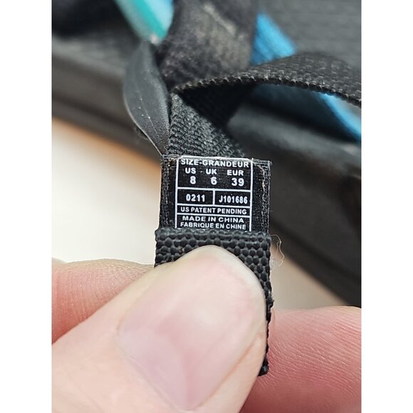 Chaco Sandals Womens Size 8 Blue & Black Pattern Zong Strappy Outdoor Slides - Picture 5 of 5